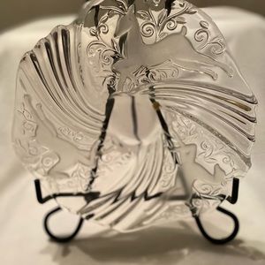 Mikasa Christmas Medley 9" Candy Dish Clear Crystal Frosted Swirled Candy Dish